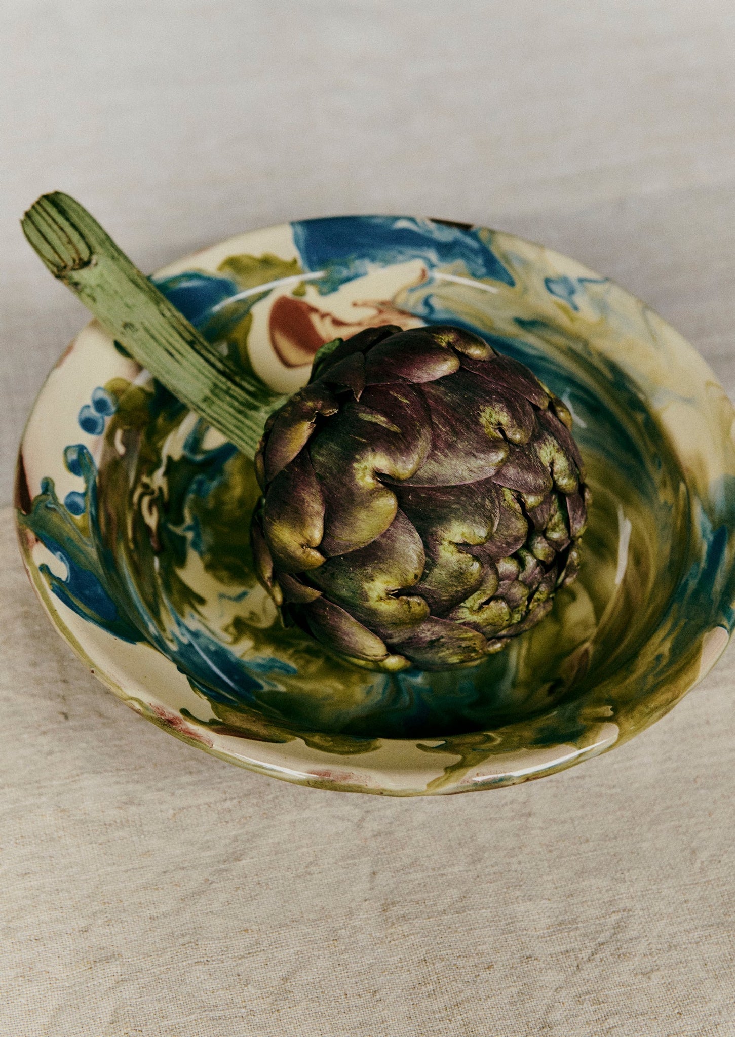 Poterie Barbotine Marbled Dish | Sand/Moss