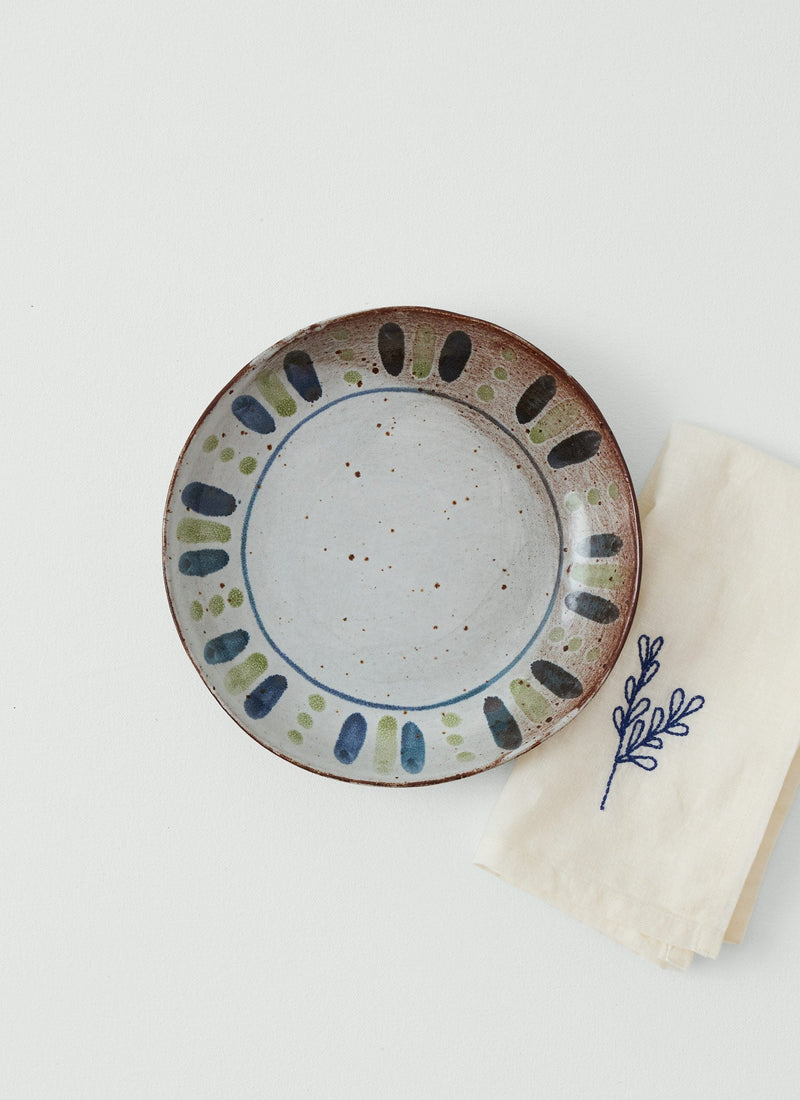 Annabel Roberts Stoneware Pasta Plate | White/Cobalt/Green