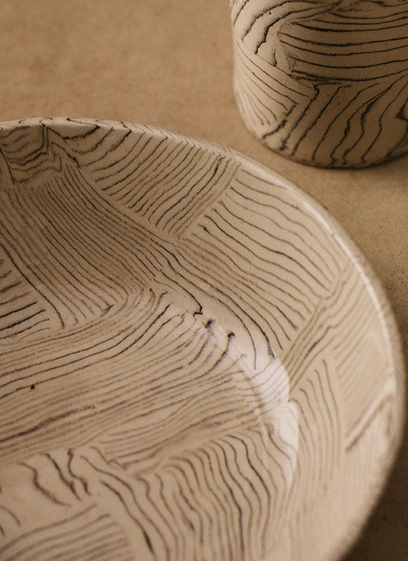 Fern Taylor Striped Nerikomi Bowl | Off White/Black