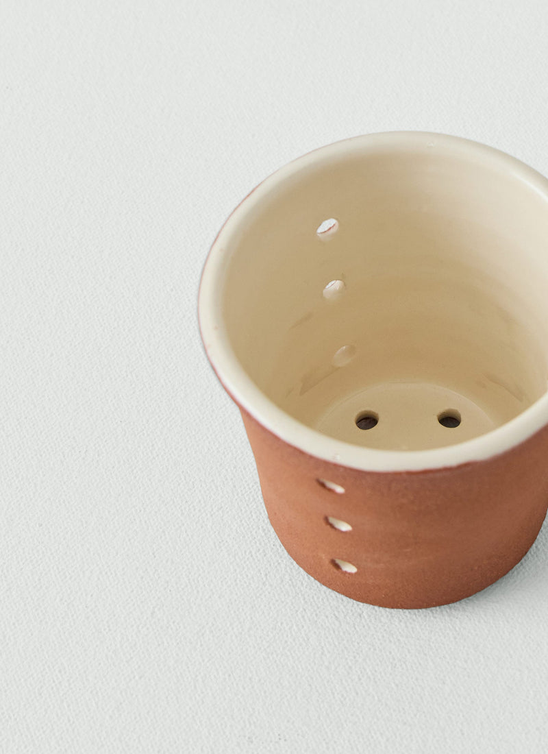 Willow Pottery Kitchen Tidy Pot | Terracotta/Ecru