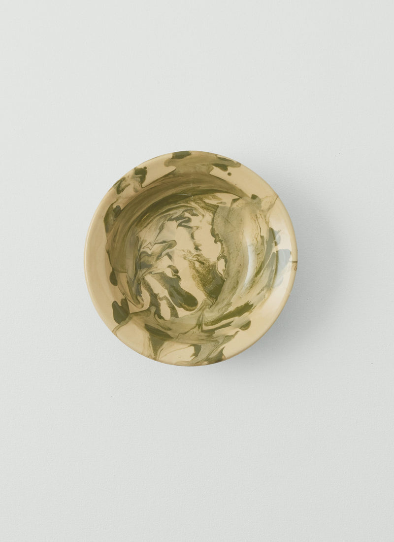 Poterie Barbotine Marbled Dish | Cream/Bottle Green