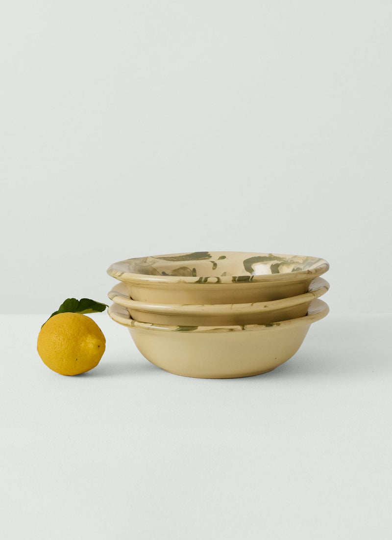 Poterie Barbotine Marbled Dish | Cream/Bottle Green