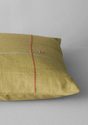 Embroidered Linen Square Pillow Cover | Flax