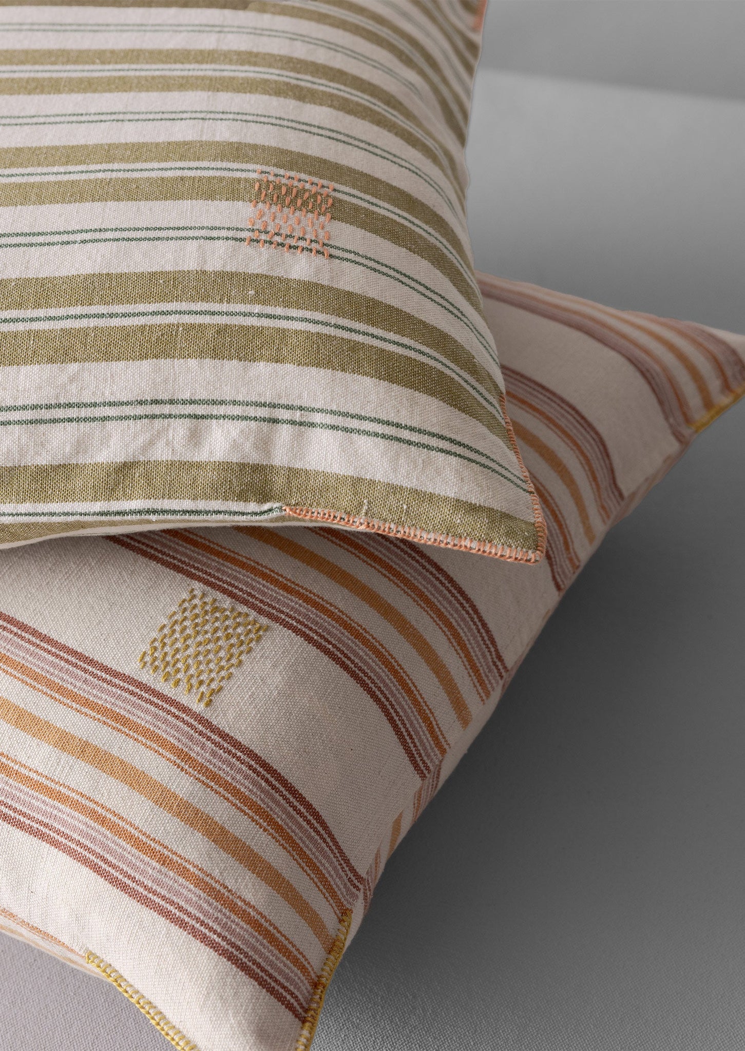 Tove Stripe Cotton Pillow Cover | Wax Green