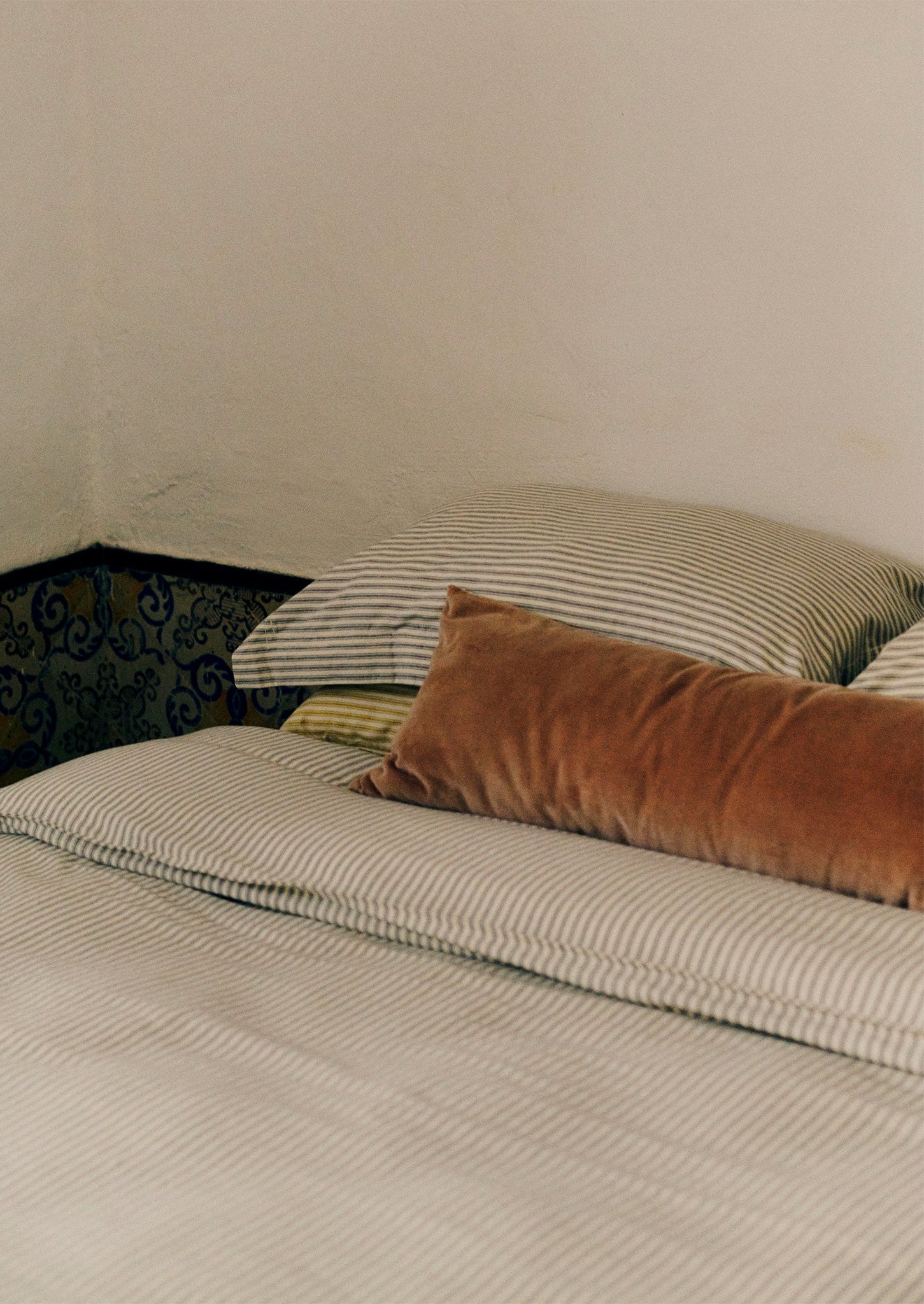 Velvet Bolster Pillow | Hellebore/Natural