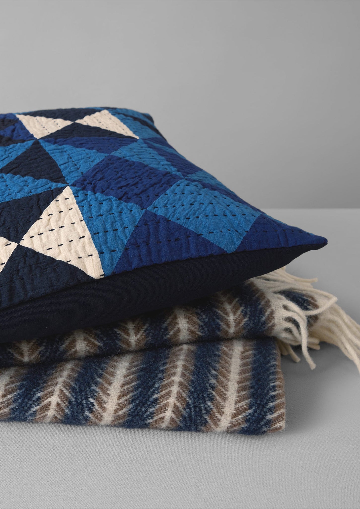 Kite Patchwork Pillow Cover | Mixed Blues