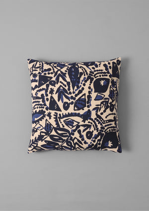 Moriko Print Pillow Cover | Ecru/Indigo