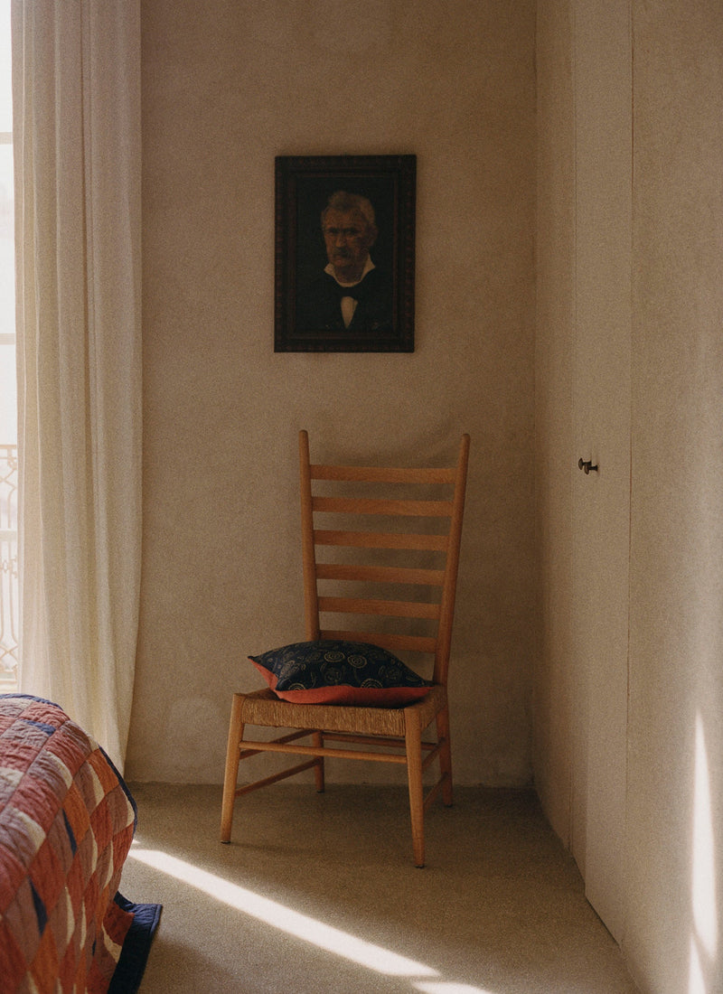 Pomegranate Print Pillow Cover | Indigo Blue/Ecru