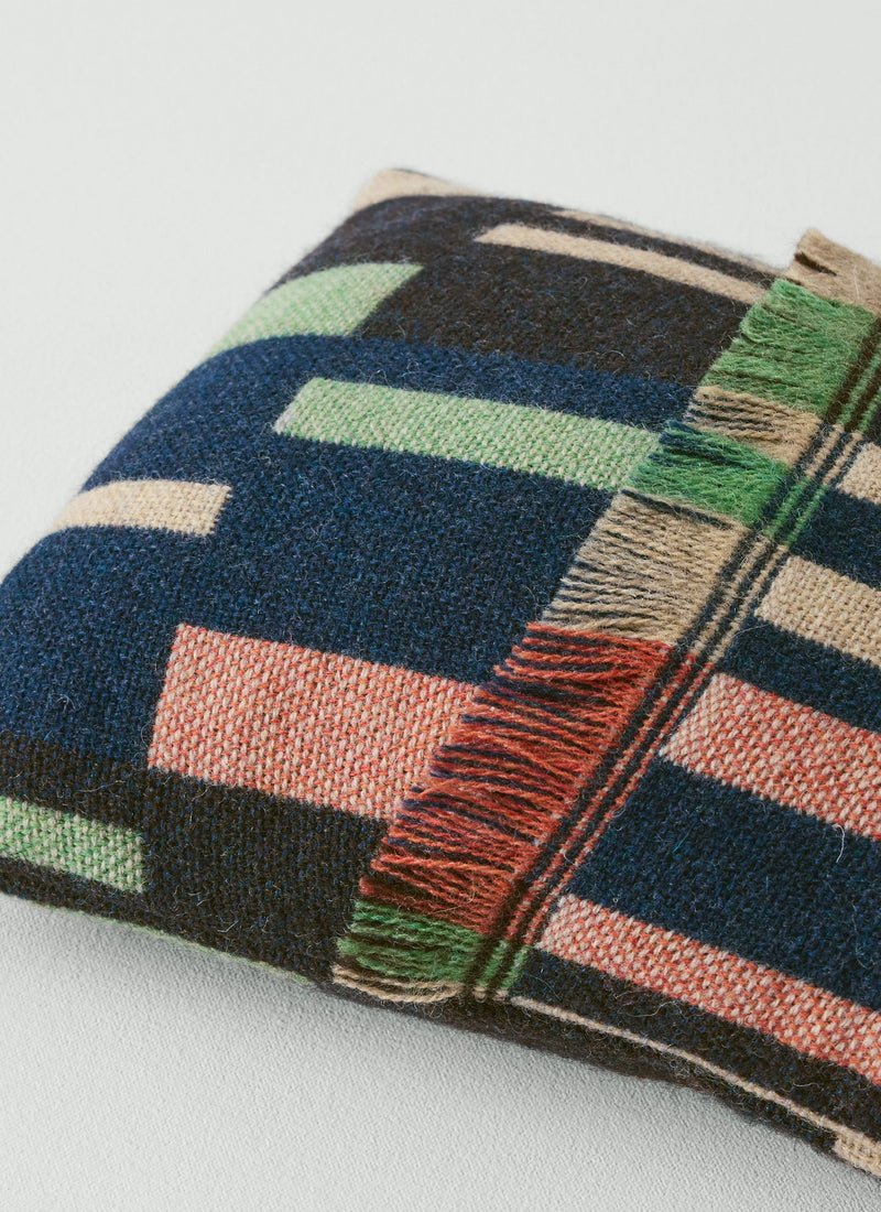 Bristol Weaving Mill Block Stripe Pillow Cover | Deep Blue/Fern