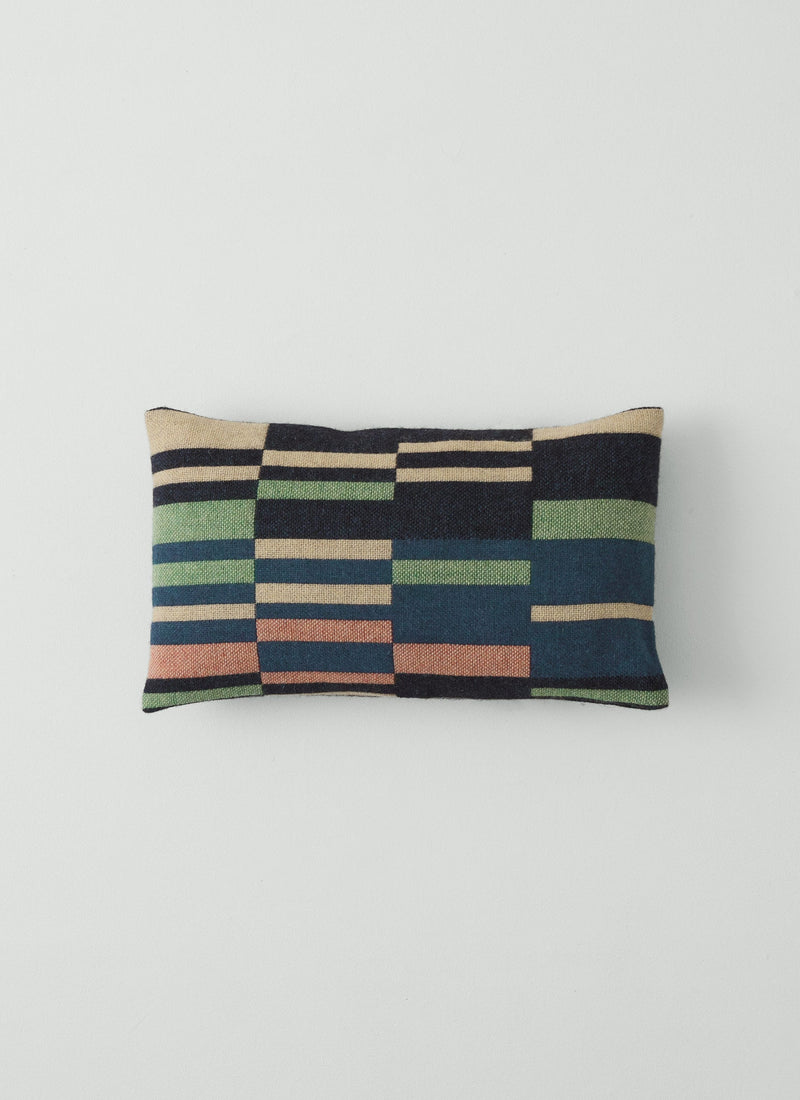 Bristol Weaving Mill Block Stripe Pillow Cover | Deep Blue/Fern