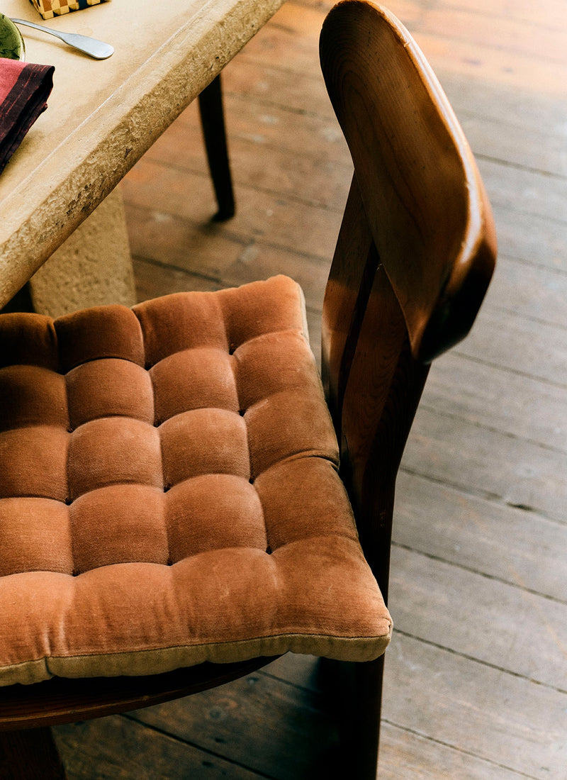 Velvet Seat Pad | Washed Coral/Nutmeg