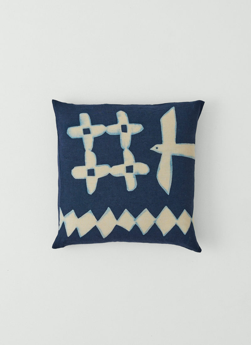 Emma Carlow Cut Out Bird Print Pillow Cover | Indigo Blue/Ecru