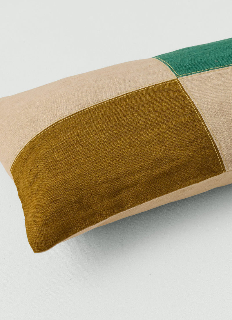 Eave Panelled Linen Pillow Cover | Clover/Gooseberry/Ecru