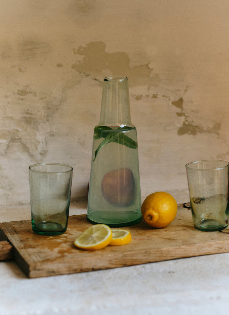 Recycled Glass Carafe And Glass Set