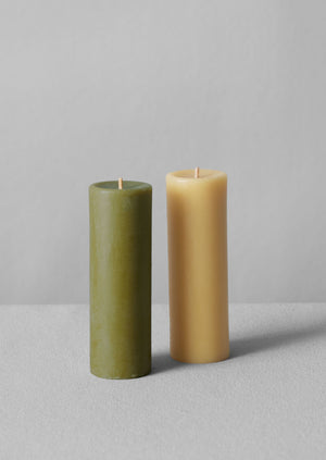 Skar Organics Dyed Beeswax Pillar Candle | Matcha