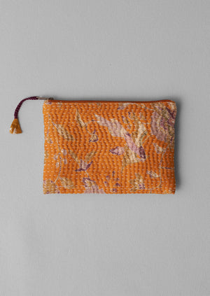 Remnant Fabric Kantha Pouch | Oranges
