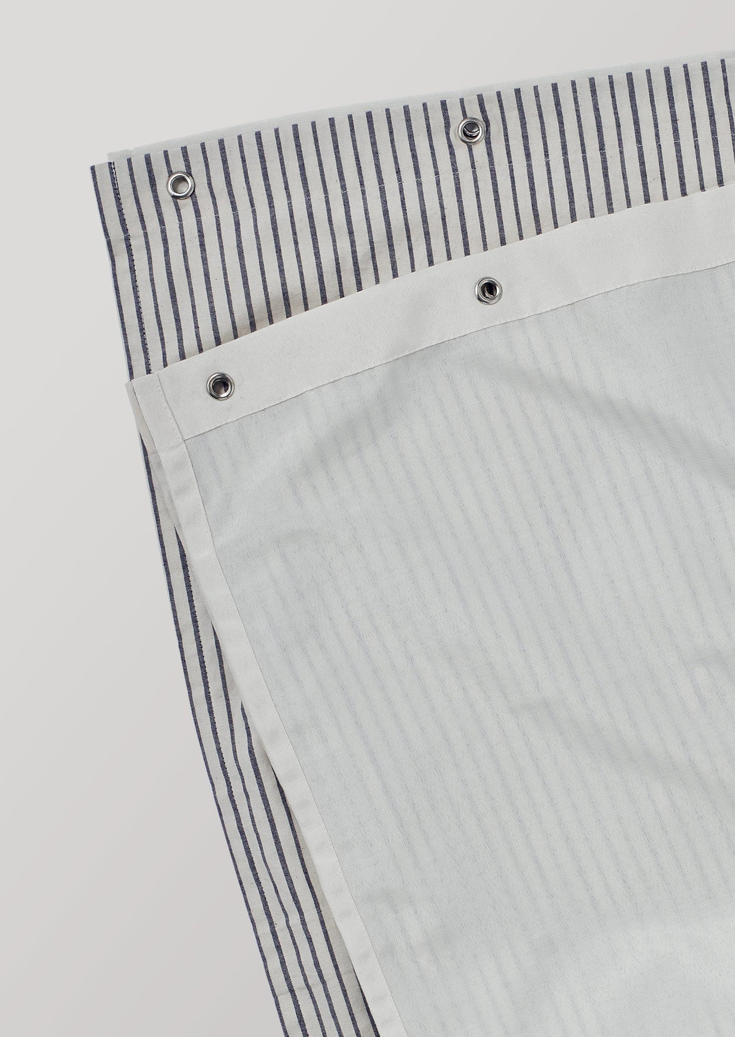 Organic Pyjama Stripe Shower Curtain | Navy/Ecru