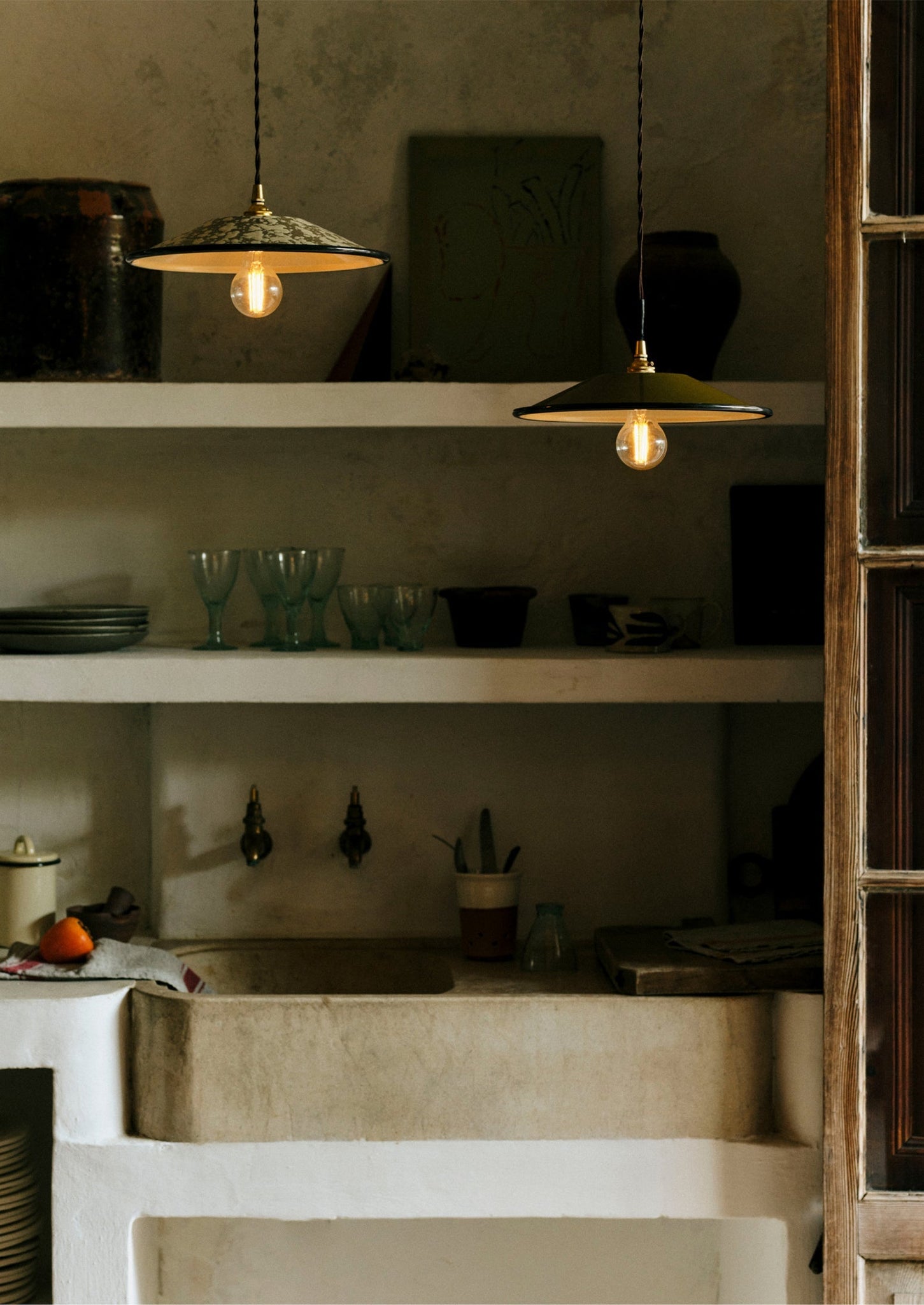 Enamel Pendant Lamp Shade | Olive