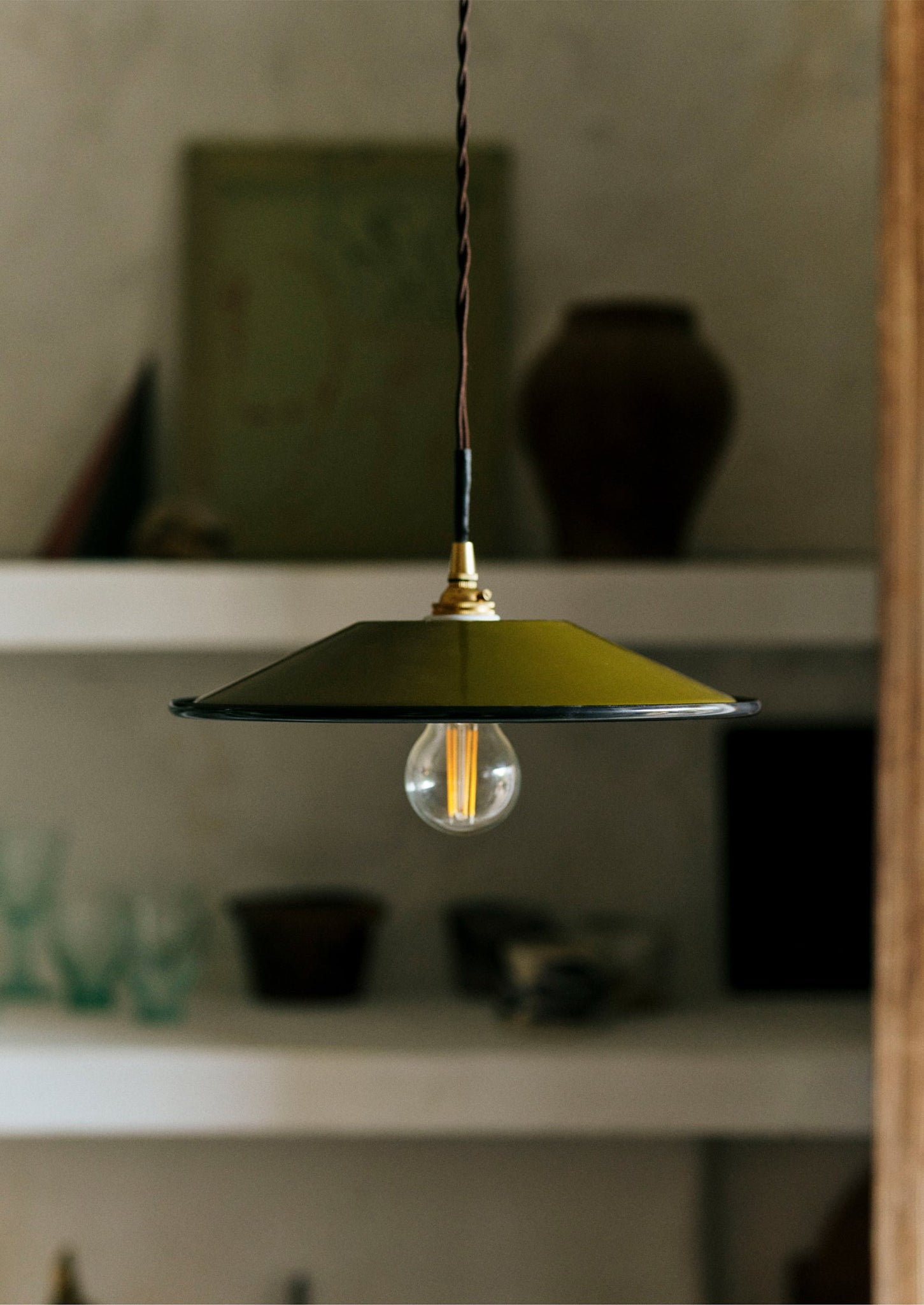 Enamel Pendant Lamp Shade | Olive