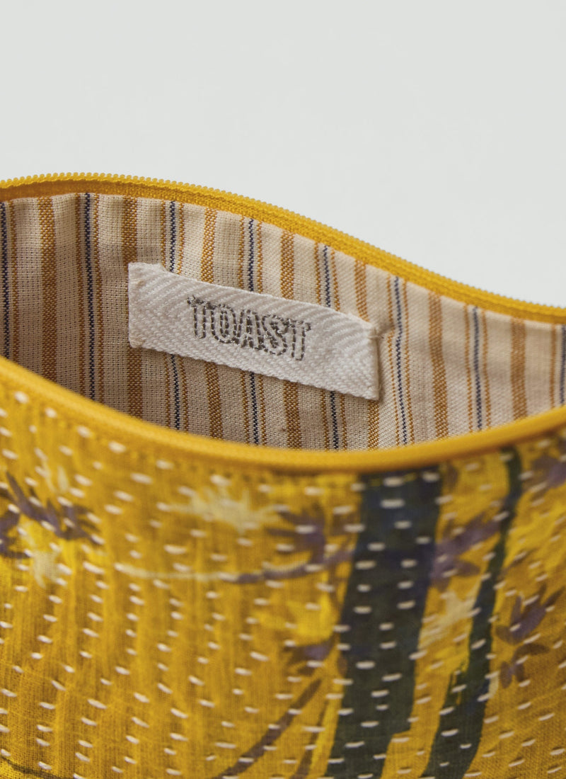 Remnant Fabric Kantha Pouch | Sunflower/Lilac