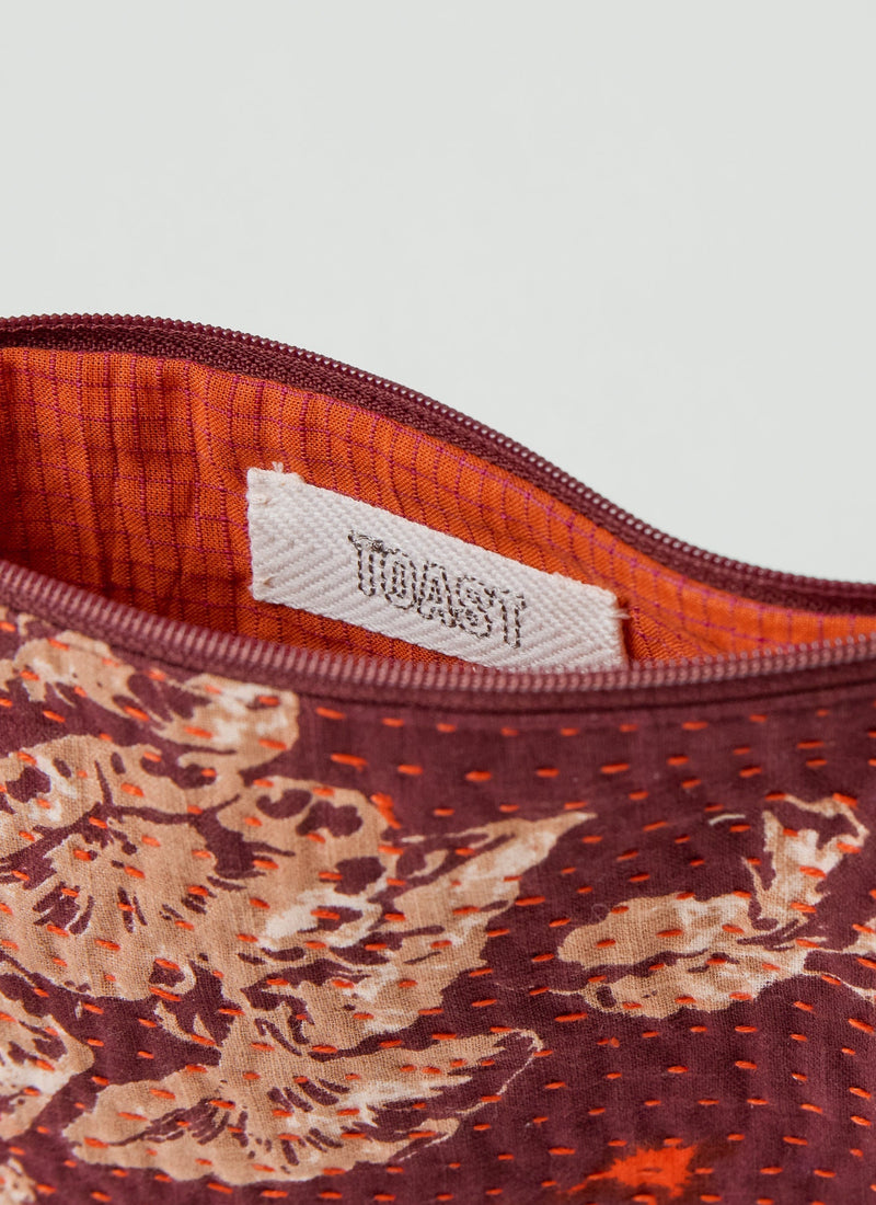Remnant Fabric Kantha Pouch | Burgundy/Poppy