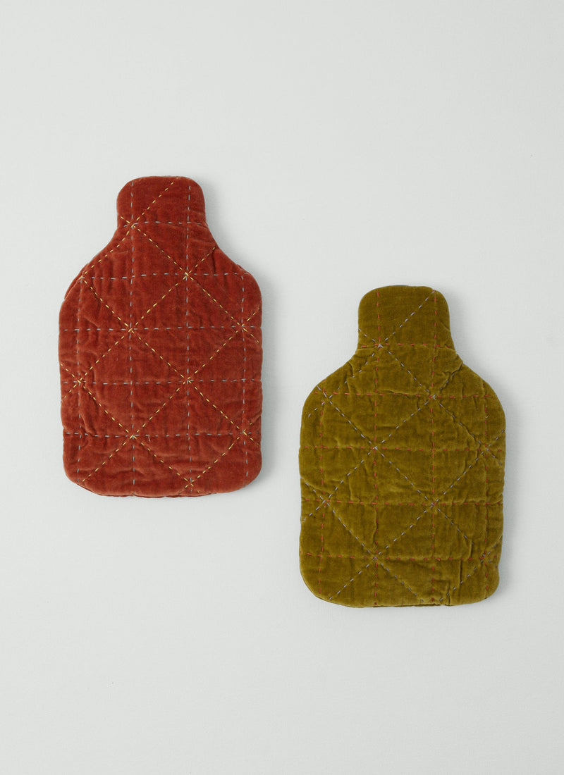 Quilted Velvet Hot Water Bottle Cover | Pomelo