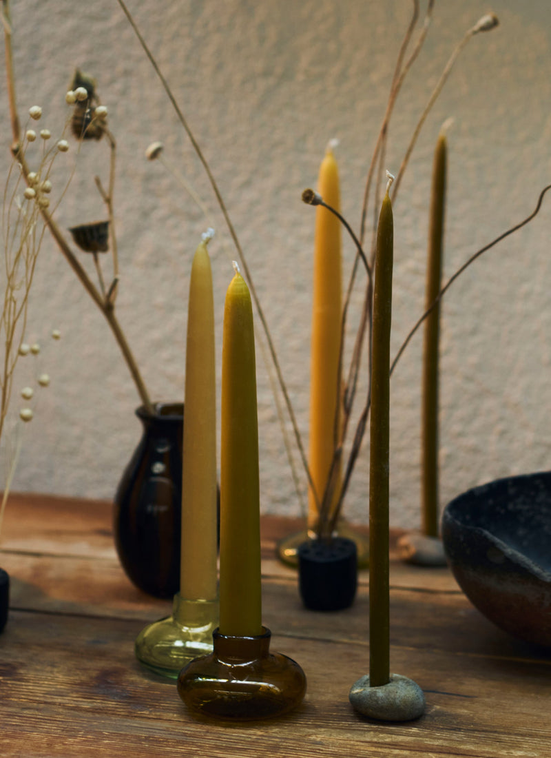 Hand Blown Glass Candle Holder | Amber