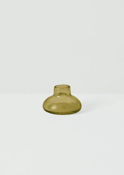 Hand Blown Glass Candle Holder | Olive