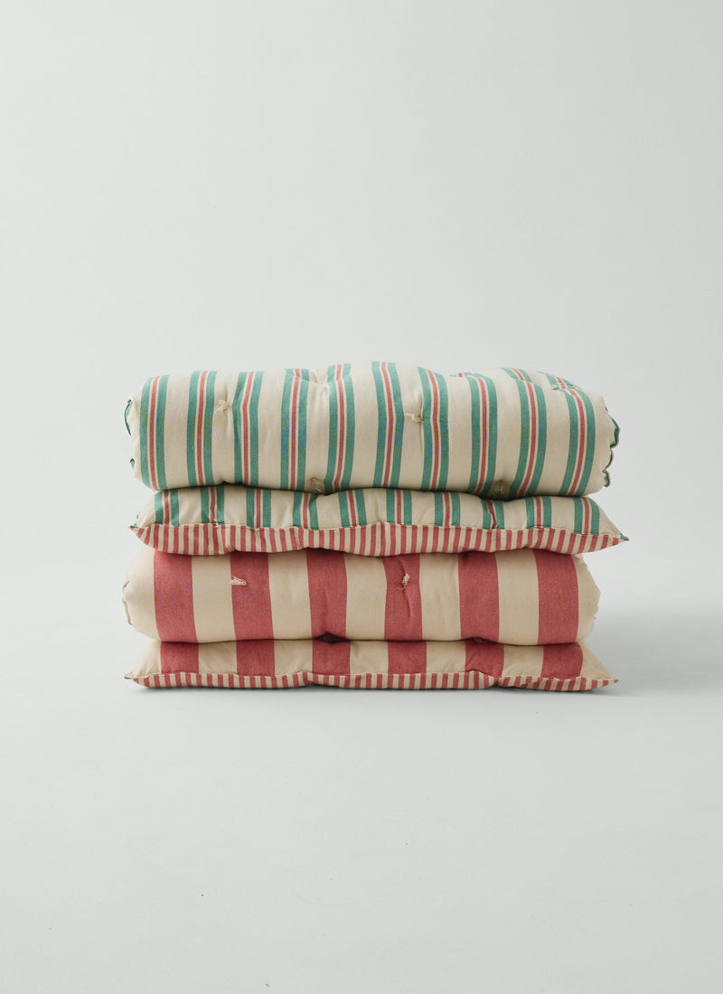 Hand Woven Market Stripe Summer Mattress | Basil/Poppy