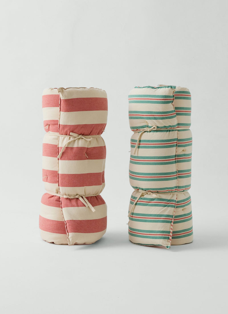 Hand Woven Market Stripe Summer Mattress | Basil/Poppy