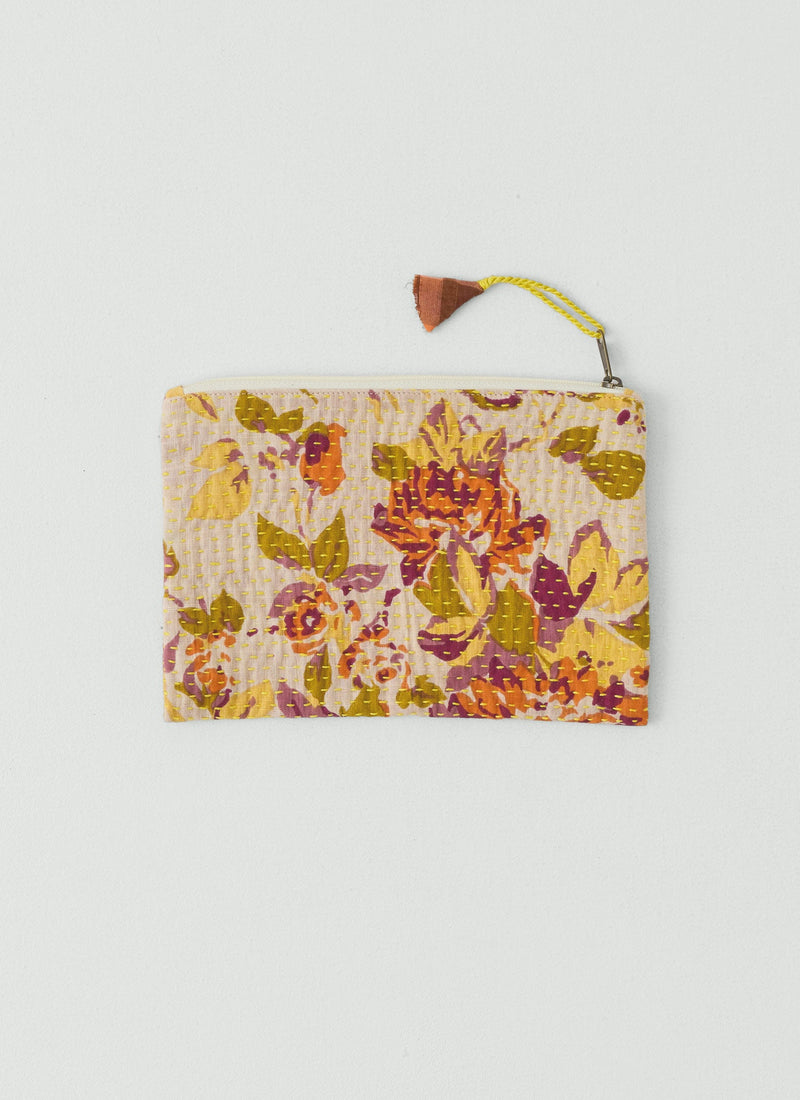 Remnant Fabric Kantha Pouch | Rose/Mimosa