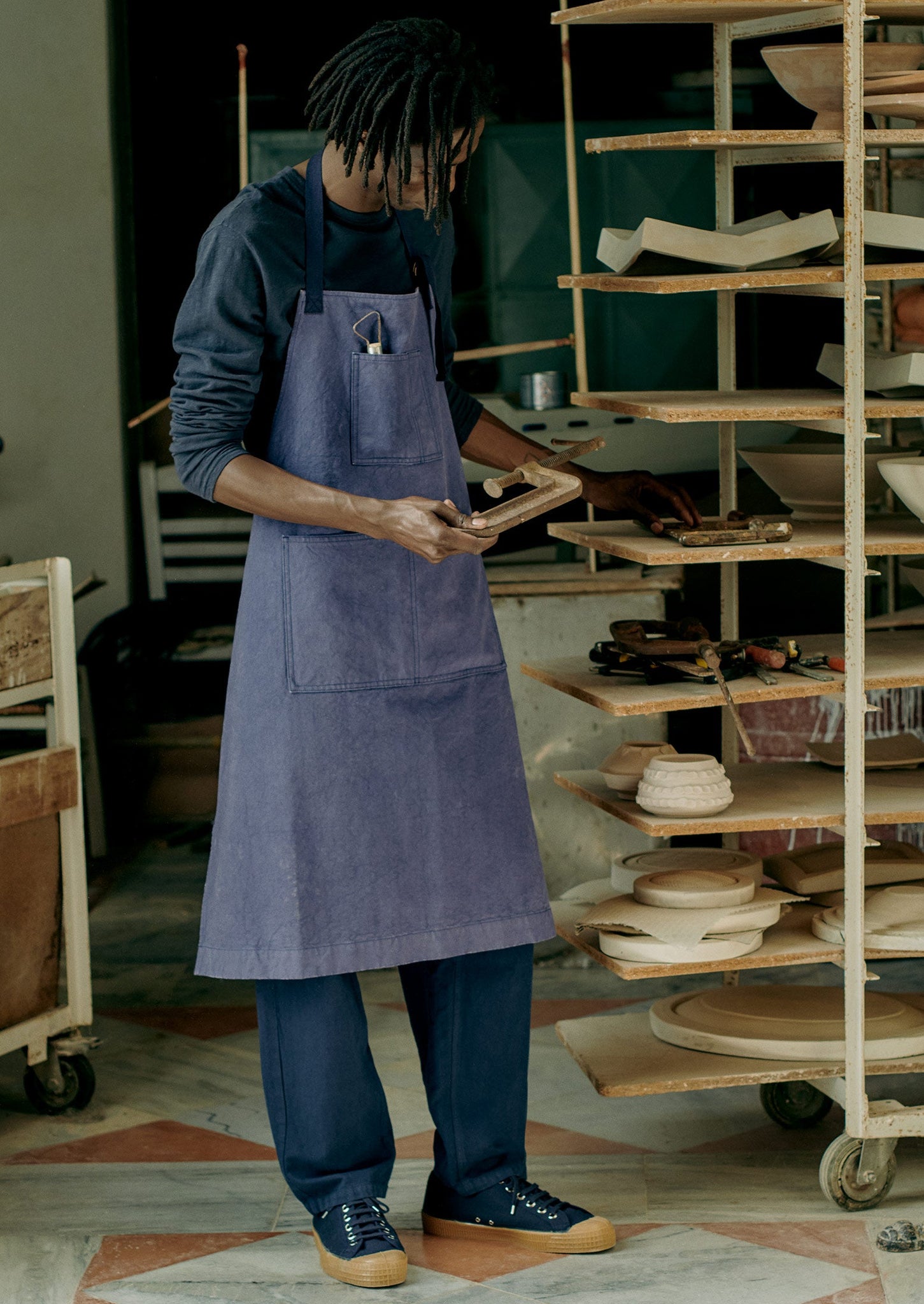 Cotton Canvas Project Apron | Workwear Blue