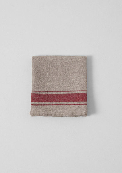 Provencal Stripe Linen Tea Towel | Natural/Red
