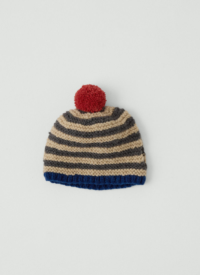 Knitted Stripe Wool Tea Cosy | Chalk/Slate