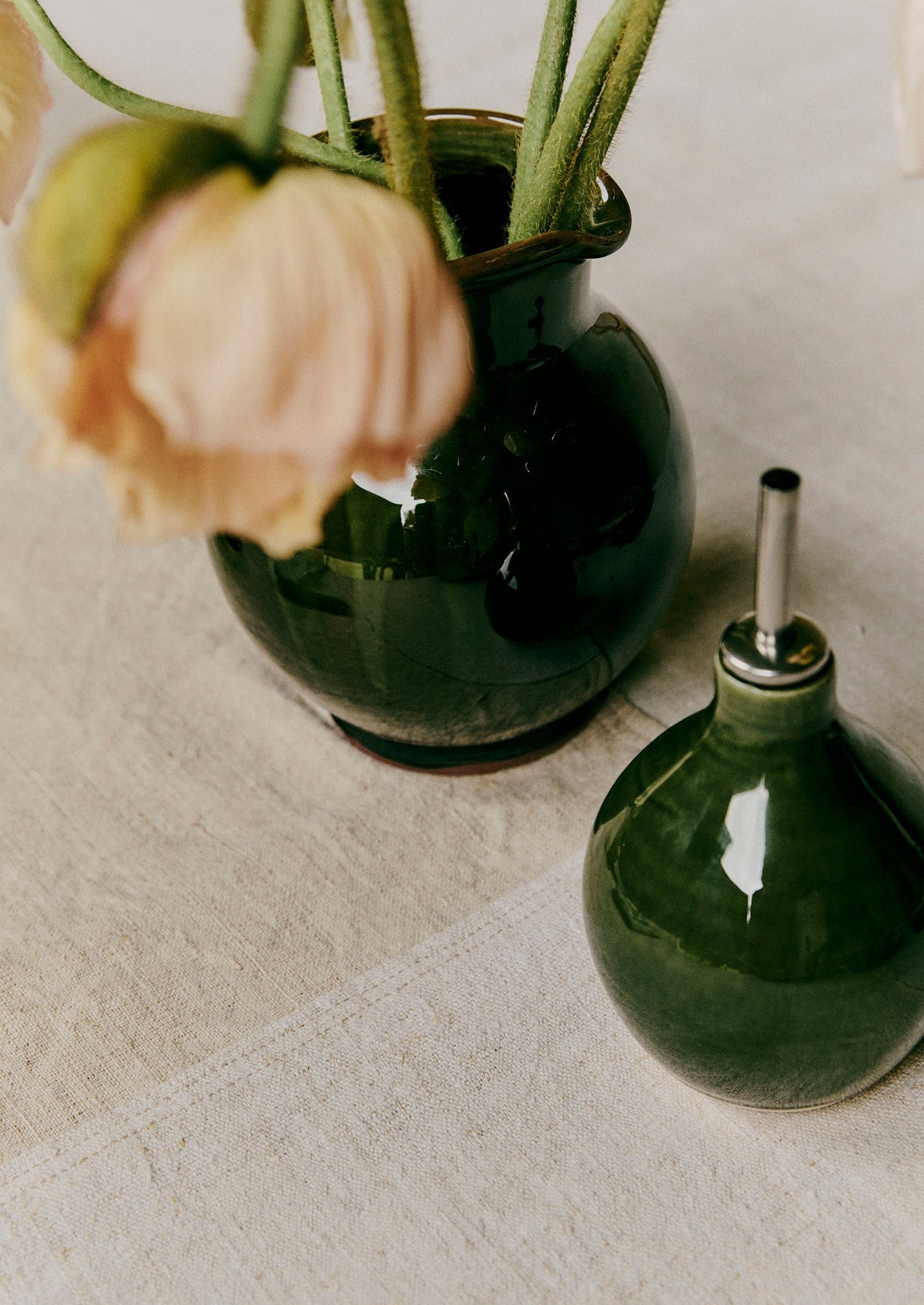 Poterie Barbotine Vinegar Pourer | Bottle Green