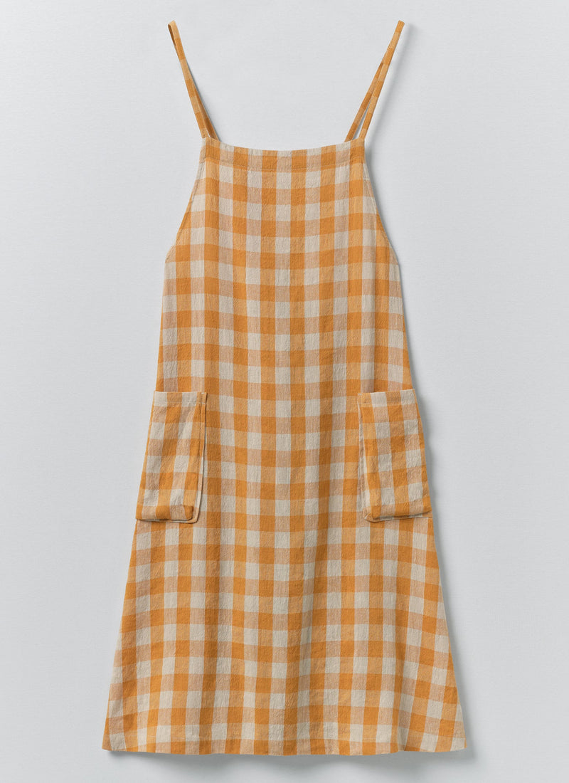 Orchard Check Cross Back Linen Cotton Apron | Mist/Cider