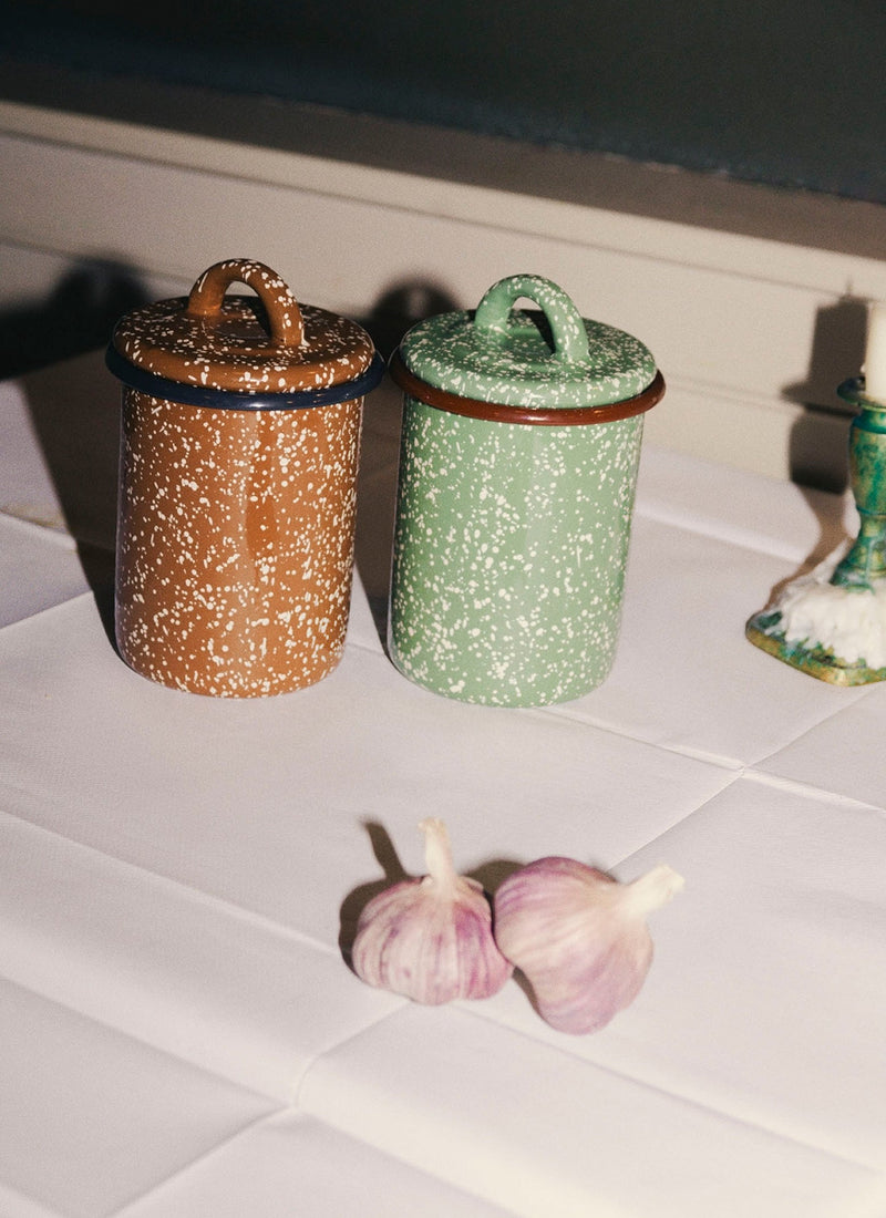 Speckle Enamel Storage Jar | Cumin/Cream