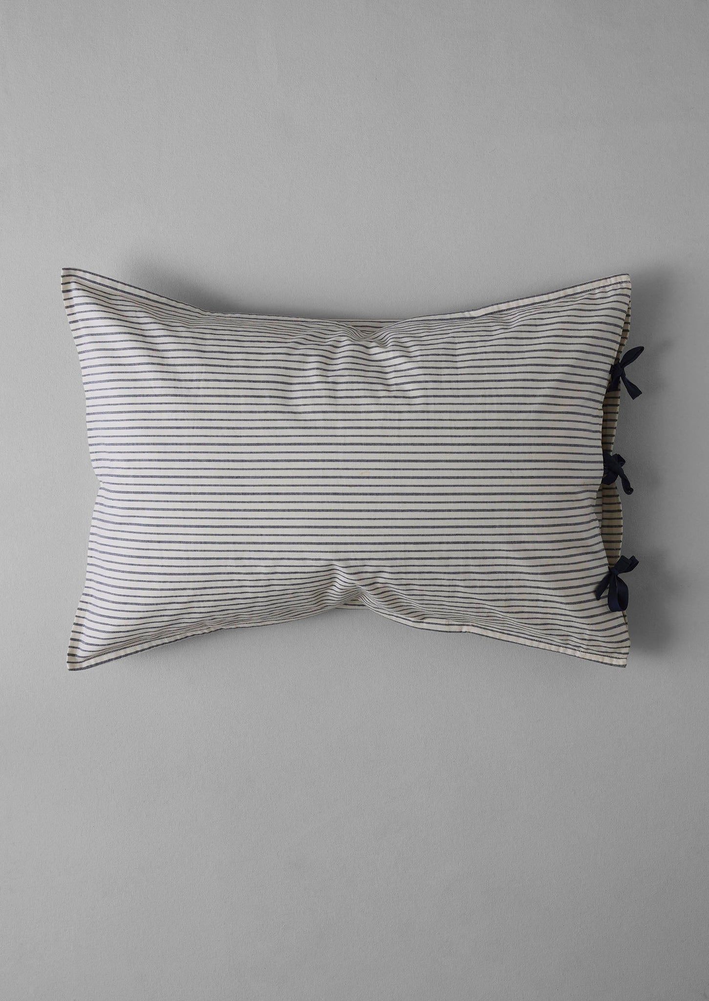 Organic Cotton Pajama Stripe Housewife Pillowcase | Navy/Ecru