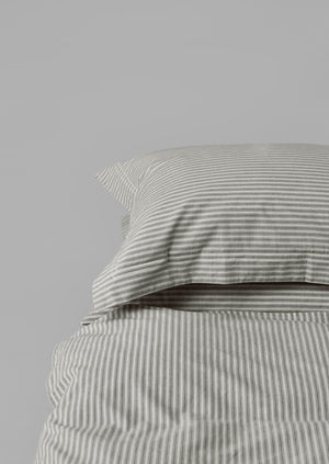 Organic Cotton Ticking Stripe Oxford Pillowcase | Ecru/Graphite