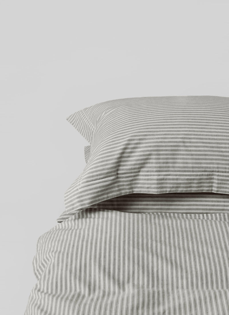 Organic Cotton Ticking Stripe Oxford Pillowcase | Ecru/Graphite