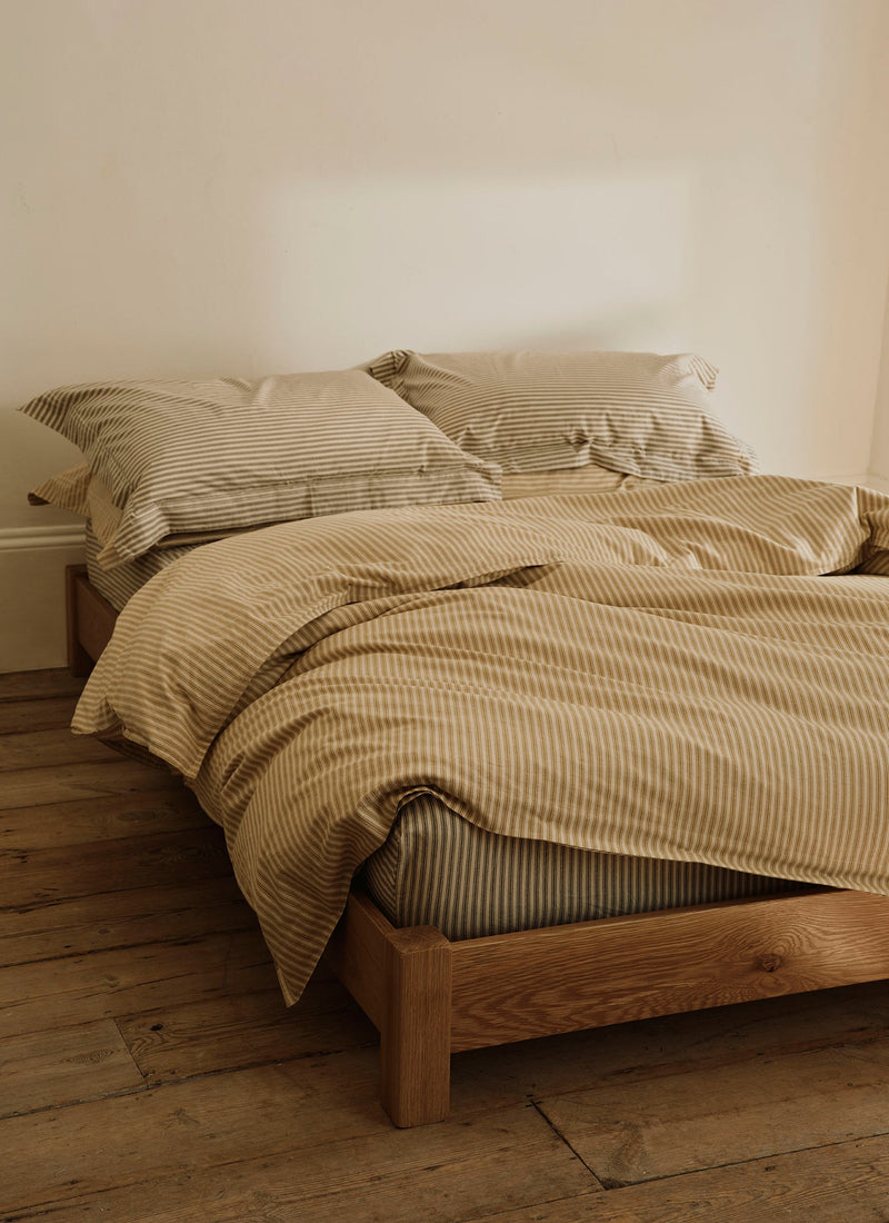 Organic Cotton Ticking Stripe Oxford Pillowcase | Ecru/Graphite