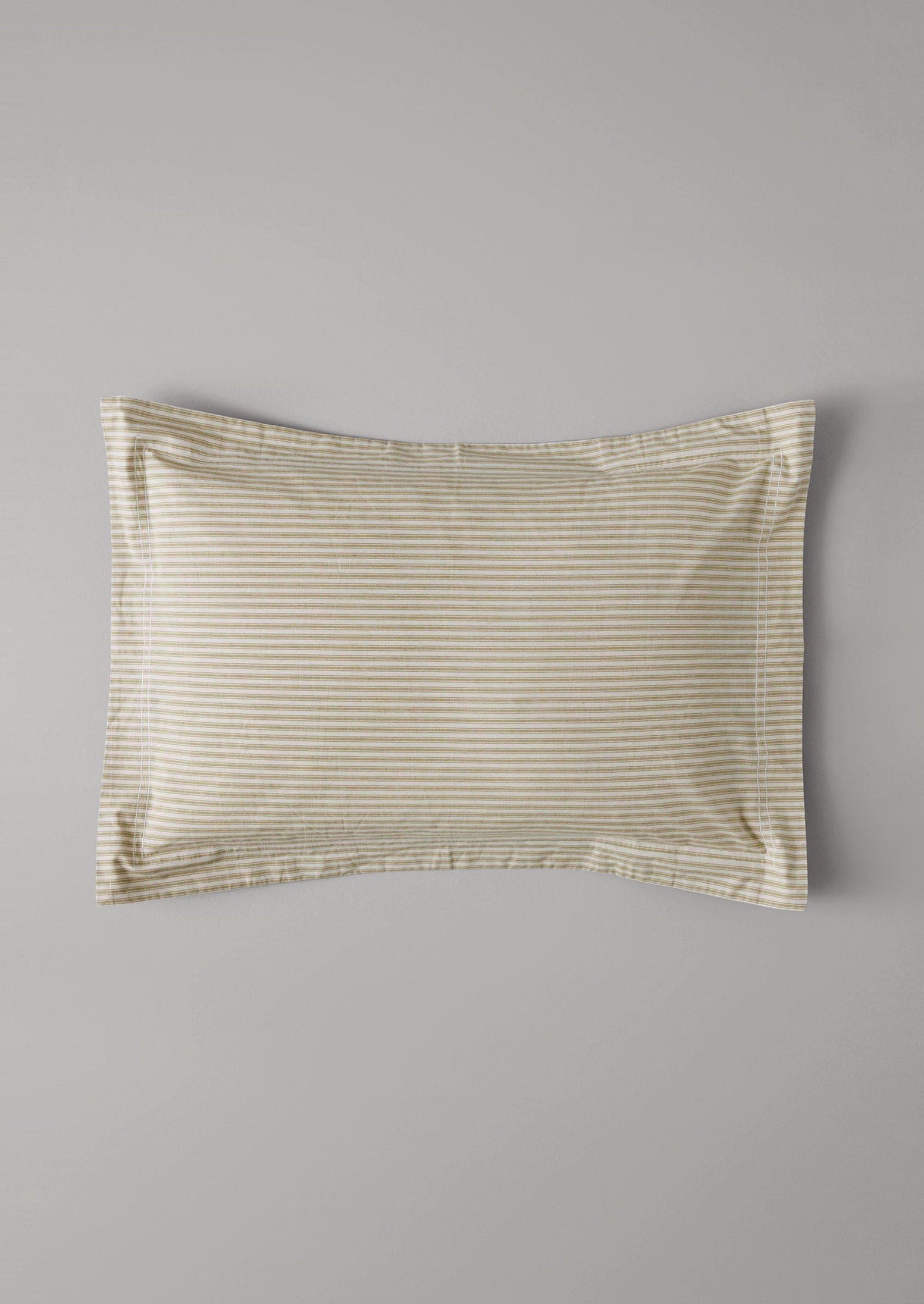 Organic Cotton Ticking Stripe Oxford Pillowcase | Ecru/Straw