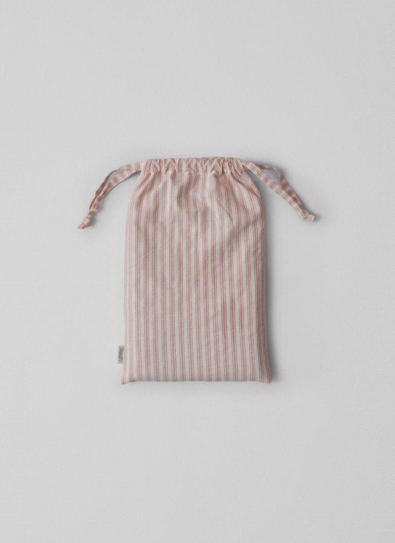 Organic Cotton Ticking Stripe Housewife Pillowcase | Ecru/Rose
