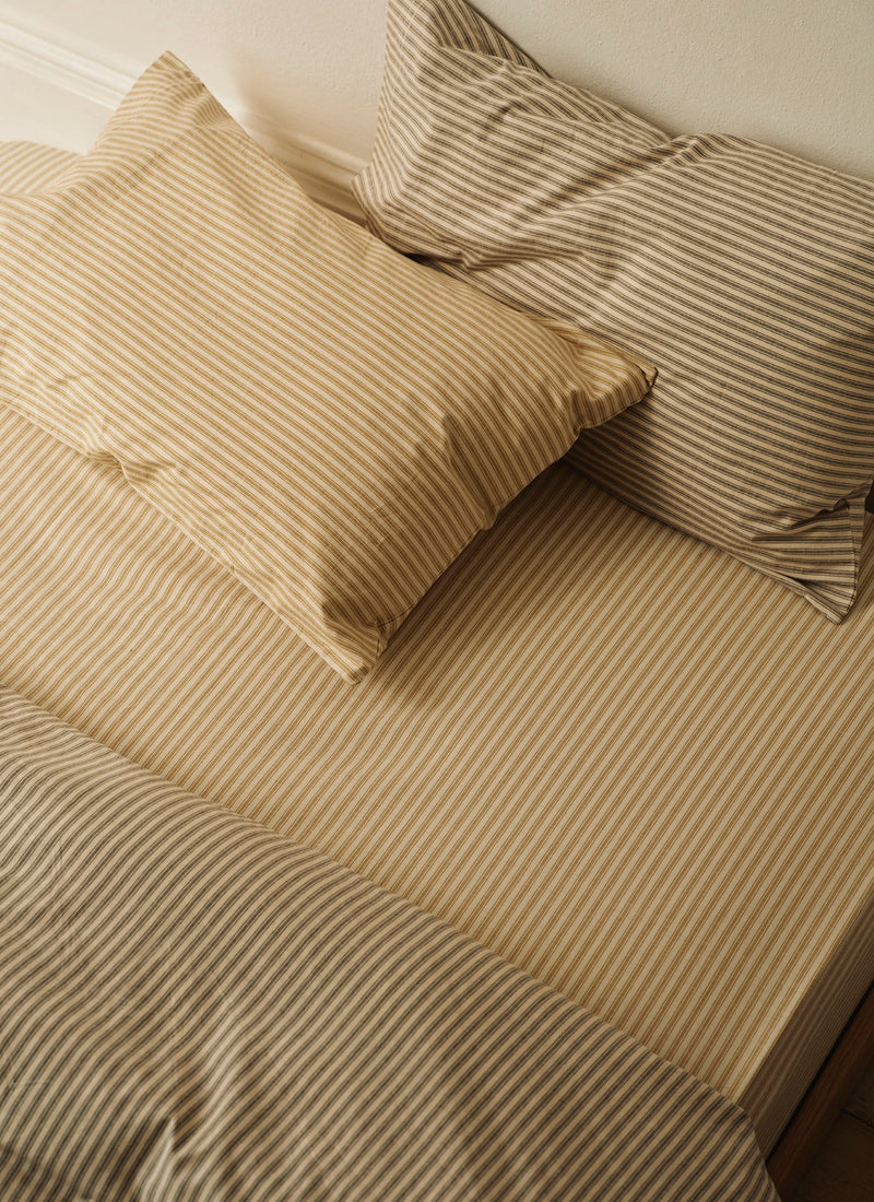 Organic Cotton Ticking Stripe Housewife Pillowcase | Ecru/Straw