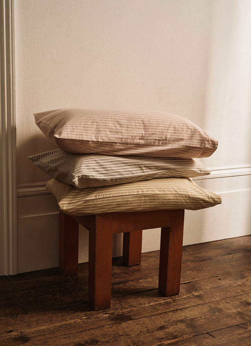 Organic Cotton Ticking Stripe Housewife Pillowcase | Ecru/Straw