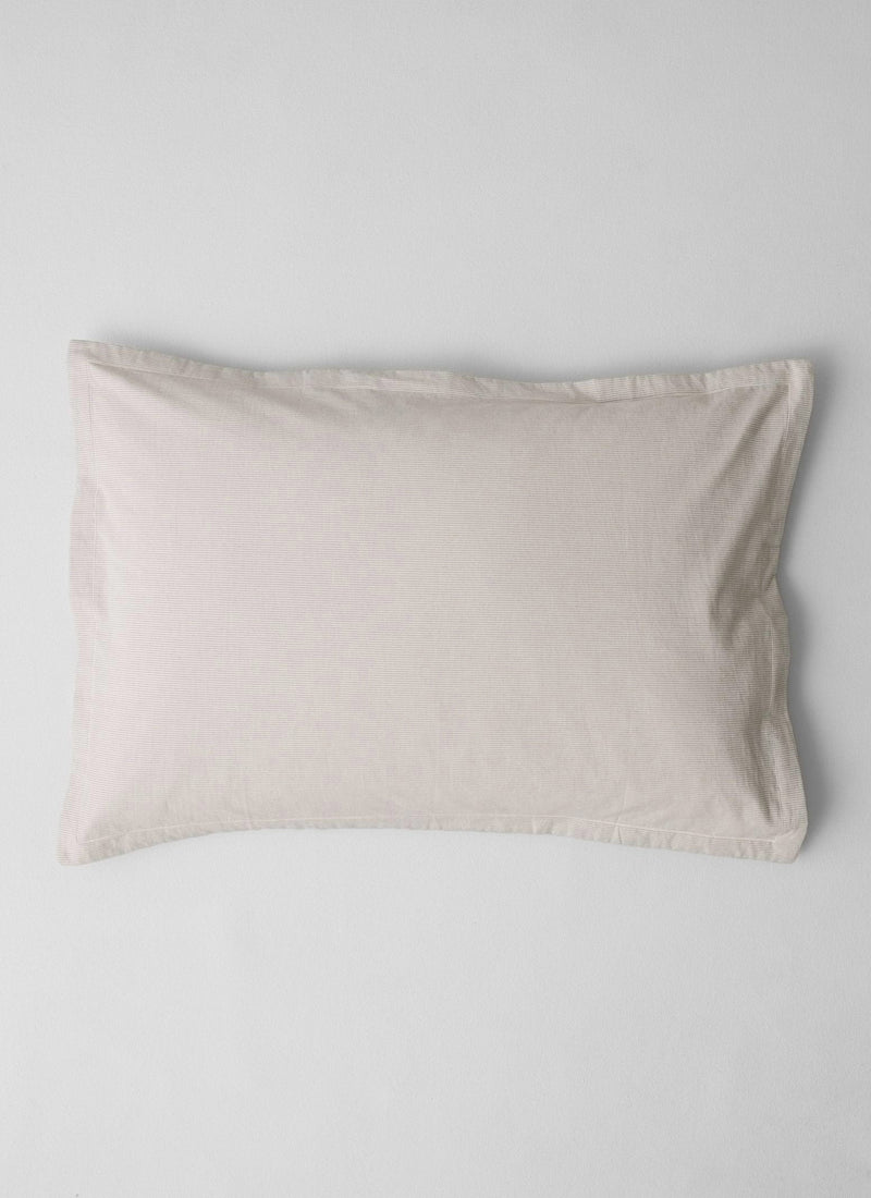 Fine Stripe Organic Cotton Oxford Pillowcase Set | Ecru/Smoke Blue