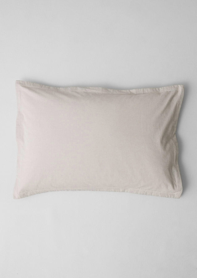 Fine Stripe Organic Cotton Oxford Pillowcase Set | Ecru/Smoke Blue