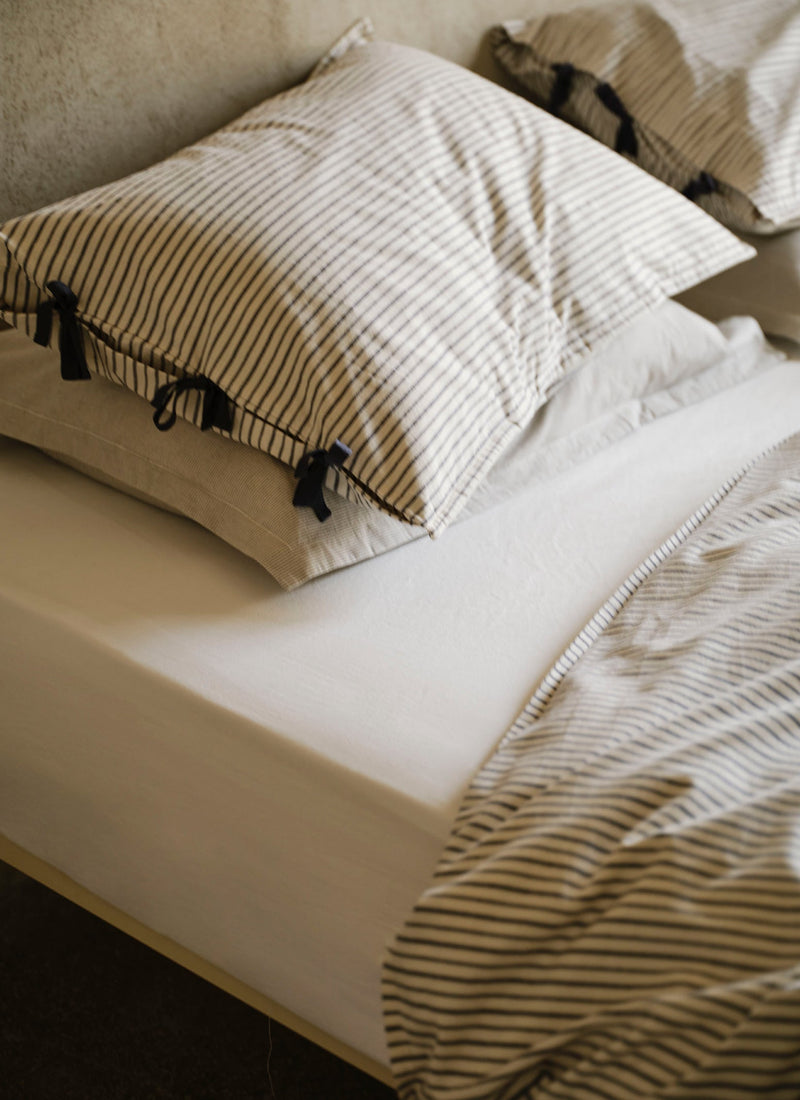 Organic Cotton Pajama Stripe Housewife Pillowcase | Navy/Ecru