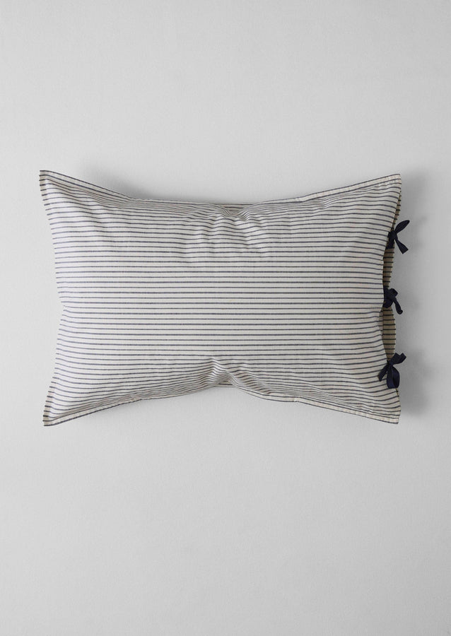 Organic Cotton Pajama Stripe Housewife Pillowcase | Navy/Ecru