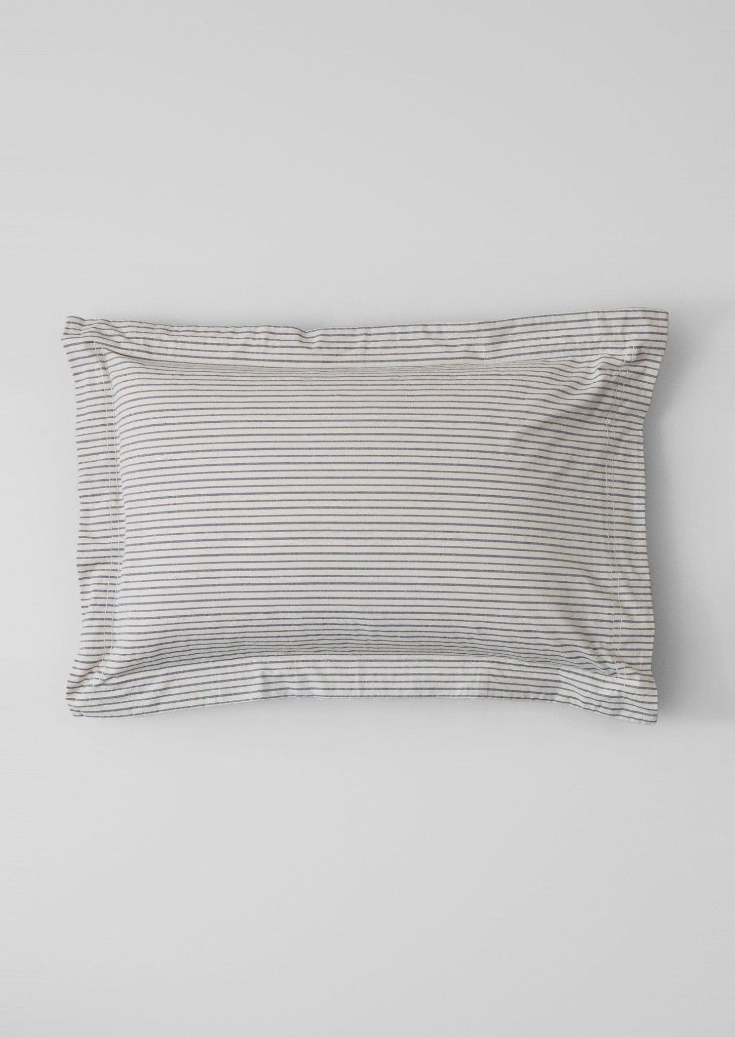 Organic Cotton Pajama Stripe Oxford Pillowcase | Navy/Ecru